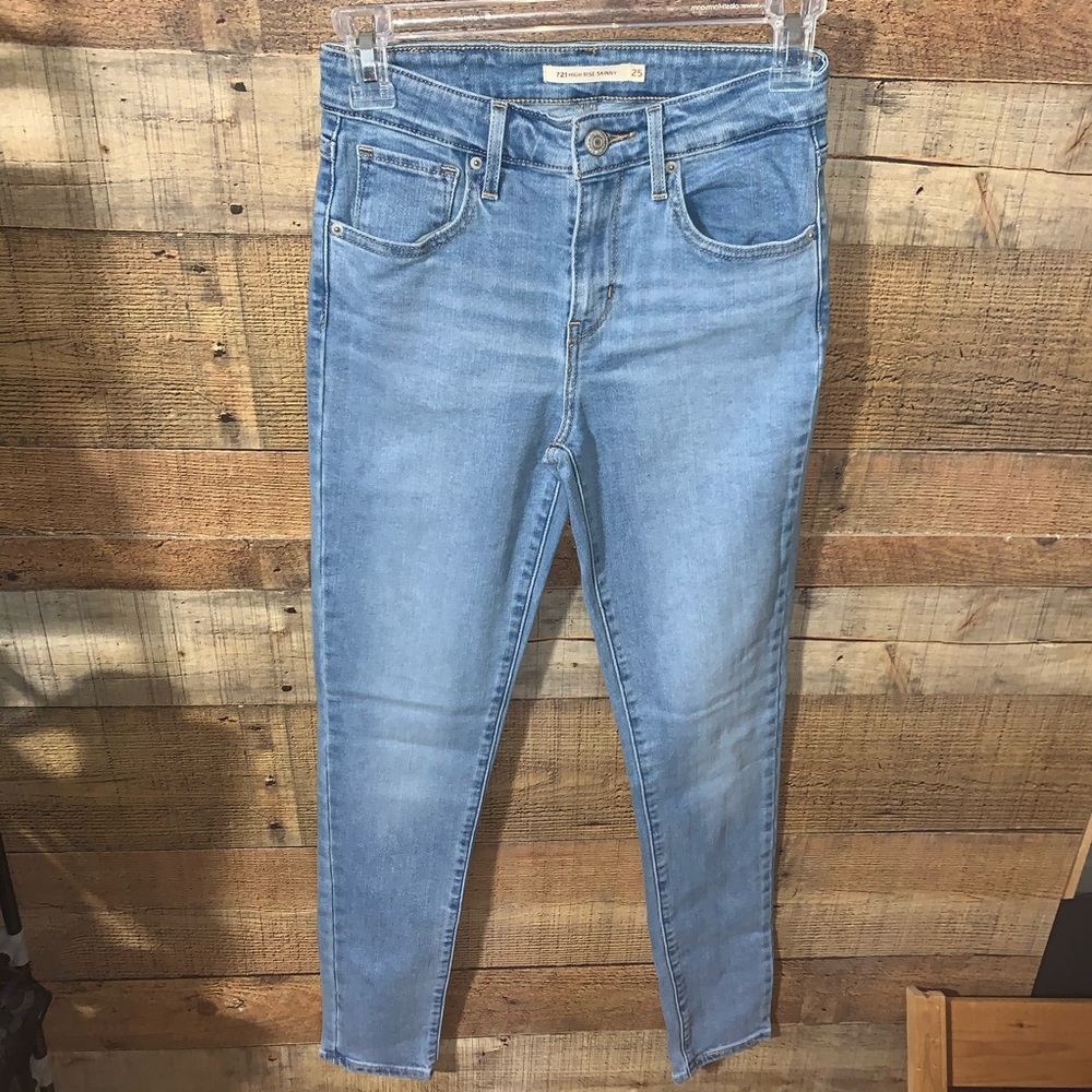 Levi Strauss Blue Jeans 721 High Rise Skinny 25